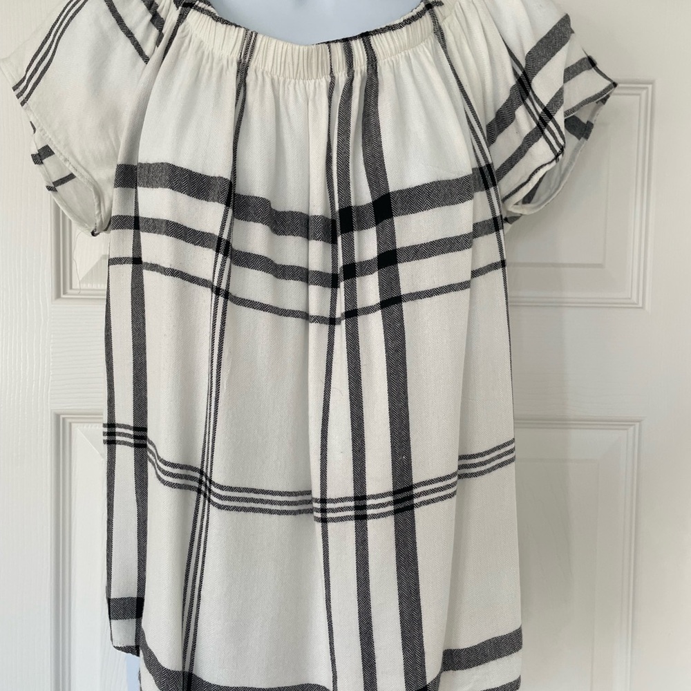 Renee C. Monochrome Plaid Blouse